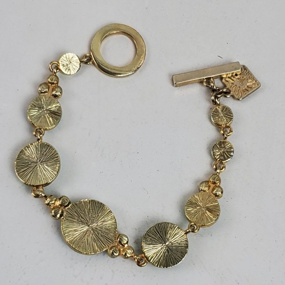 Vintage Anne Klein green, turquoise and Gold Bracelet - Picture 5 of 5